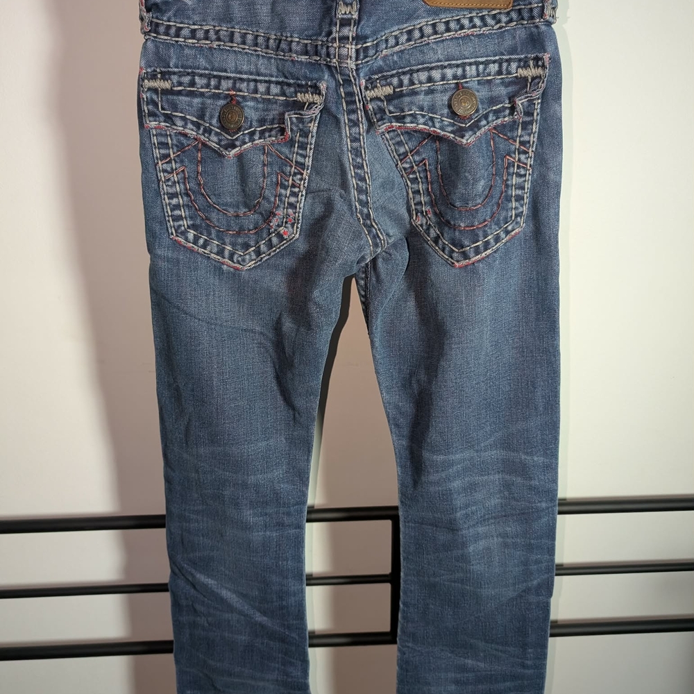 True Religion Leather Patch Blue Denim Jeans